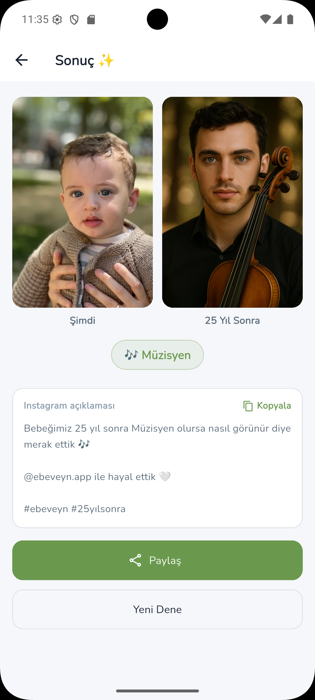 Bebeğin 25 yıl sonraki yapay zeka simülasyon sonucu