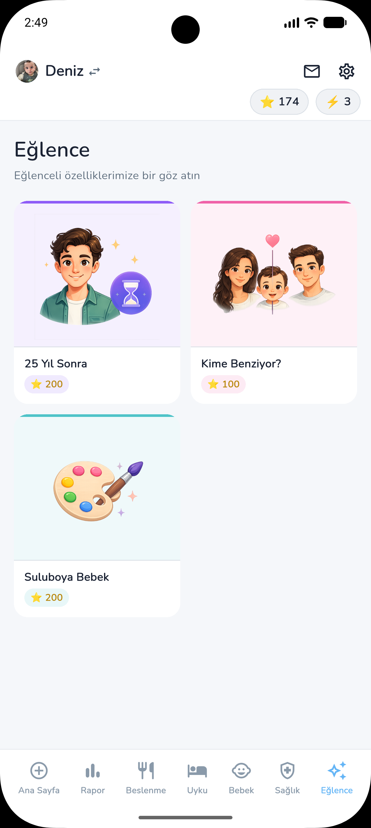ebeveyn.app Eğlence ekranı — AI özellikleri