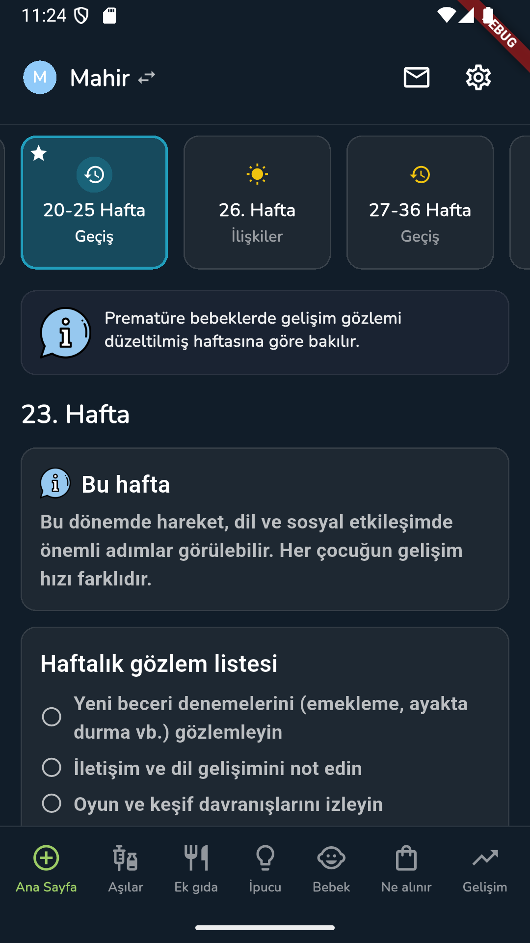 Ana Sayfa - Gelişim Takibi